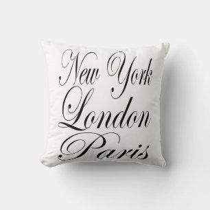 New York London Paris - Typografie-Slogan Kissen