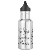 New York London Paris - Typografie-Slogan Trinkflasche (Links)