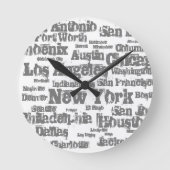 New York Los Angeles Chicago Runde Wanduhr (Vorderseite)