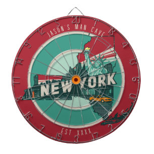 New York Man Cave Individuelle Name Est Date Dartscheibe