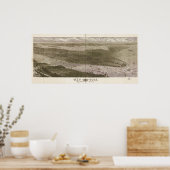 New York Manhattan 1876 Antike Panoramakarte Poster (Küche)