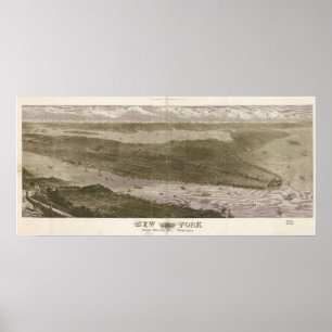 New York Manhattan 1876 Antike Panoramakarte Poster