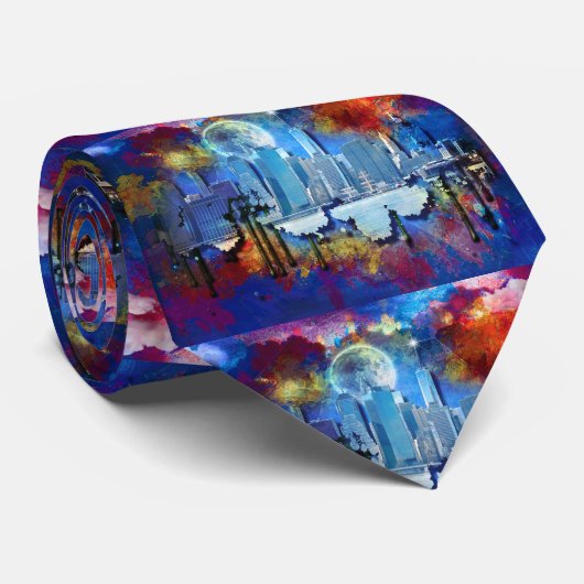 New York Manhattan Skyline Krawatte (Gerollt)