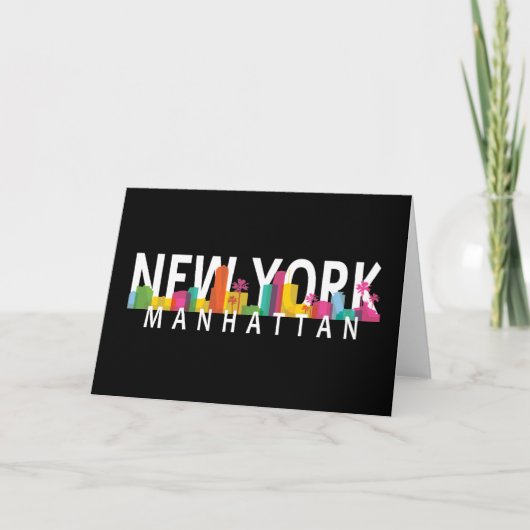 New York Manhattan Skyline mit Palmen Karte (Vorderseite)