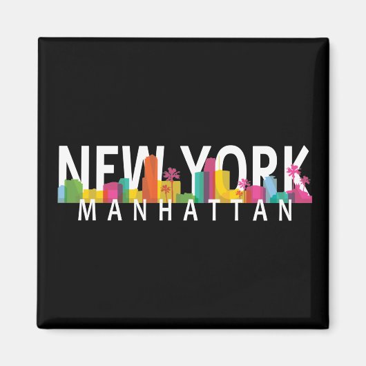 New York Manhattan Skyline mit Palmen Magnet (Vorne)