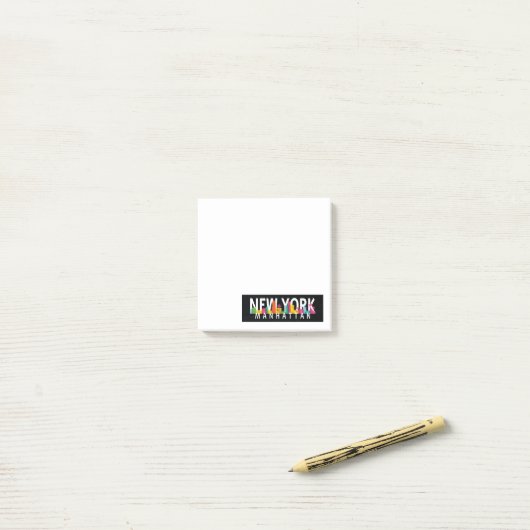 New York Manhattan Skyline mit Palmen Post-it Klebezettel (Auf Schreibtisch)