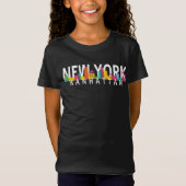 New York Manhattan Skyline mit Palmen T-Shirt (Vorderseite)
