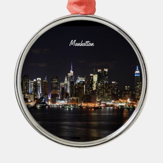 NEW YORK: Manhattan Skyline Ornament Aus Metall (Vorne)