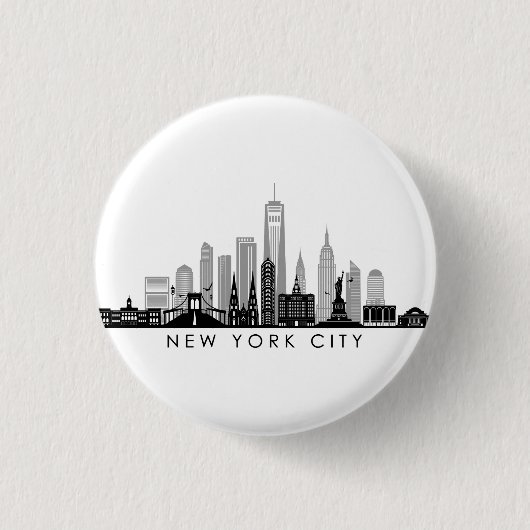 NEW YORK Manhatten USA City Skyline Silhouette Button (Vorderseite)