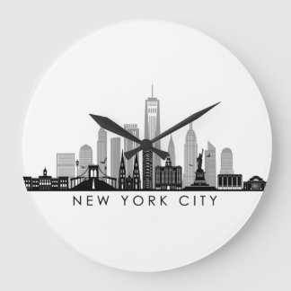 NEW YORK Manhatten USA City Skyline Silhouette Große Wanduhr