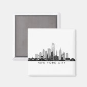 NEW YORK Manhatten USA City Skyline Silhouette Magnet (Vorderseite/Rückseite)