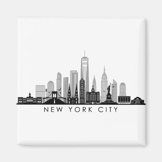 NEW YORK Manhatten USA City Skyline Silhouette Magnet (Vorne)
