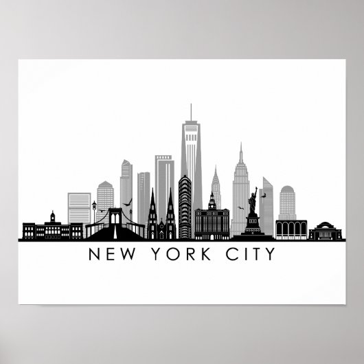 NEW YORK Manhatten USA City Skyline Silhouette Poster (Vorne)