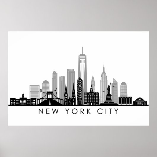 NEW YORK Manhatten USA City Skyline Silhouette Poster (Vorne)
