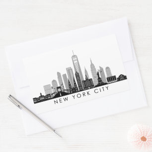 NEW YORK Manhatten USA City Skyline Silhouette Rechteckiger Aufkleber