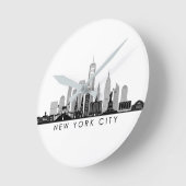 NEW YORK Manhatten USA City Skyline Silhouette Runde Wanduhr (Winkel)