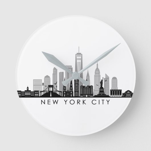 NEW YORK Manhatten USA City Skyline Silhouette Runde Wanduhr (Vorderseite)