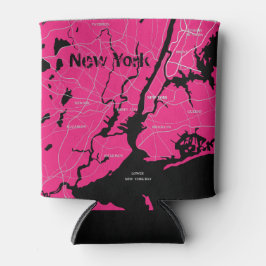 New York Map, Black and Pink Dosenkühler
