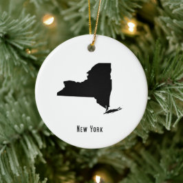 New York Map - Black and White Modern New York Map Keramik Ornament