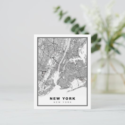 New York Map Postkarte (Stehend Vorderseite)