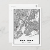 New York Map Postkarte (Vorne/Hinten)