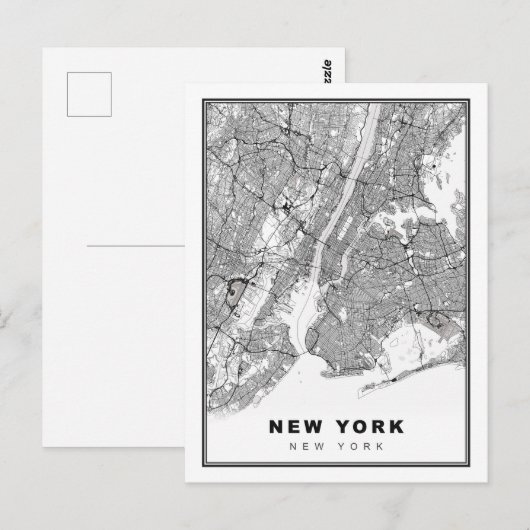 New York Map Postkarte (Vorne/Hinten)
