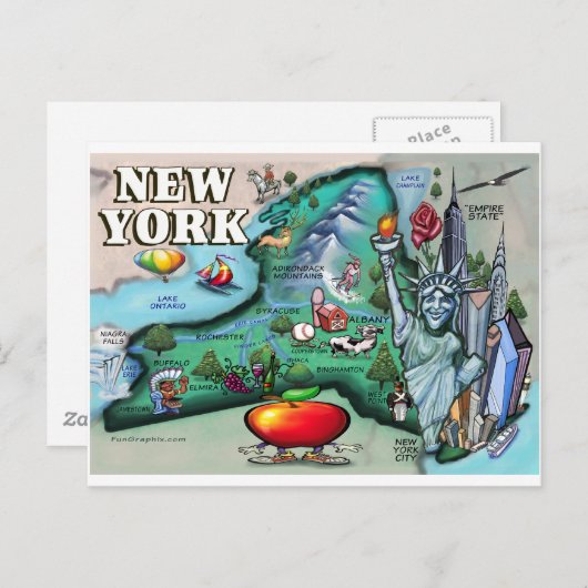 New York Map Postkarte (Vorne/Hinten)
