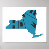 New York Map Shaped Zuhause Staat Blue and Black Poster (Vorne)