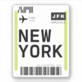 New York Mini Boarding Pass Aufkleber (Vorderseite)