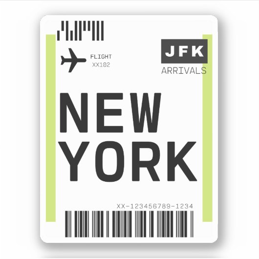 New York Mini Boarding Pass Aufkleber (Vorderseite)