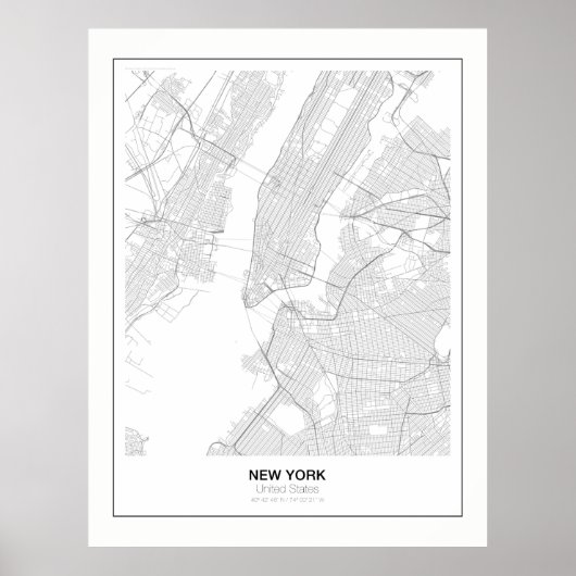 New York Minimalist Map Poster with margin (Vorne)