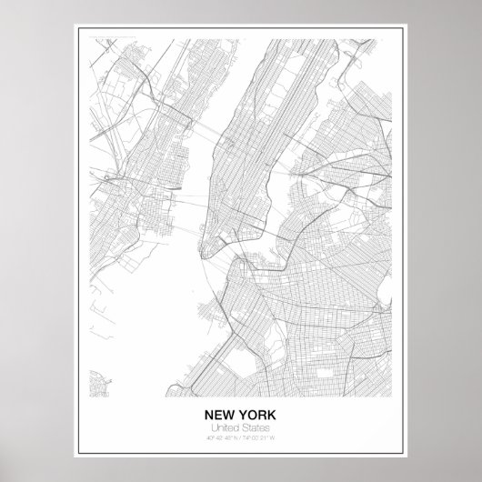New York Minimalistisch Map Poster (Vorne)