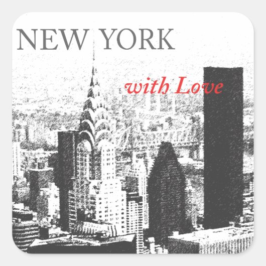 New York mit Liebe Quadratischer Aufkleber (Vorderseite)