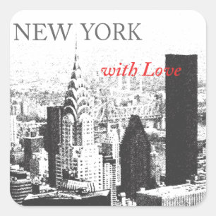 New York mit Liebe Quadratischer Aufkleber