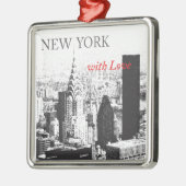 New York mit Liebe Silbernes Ornament (Links)