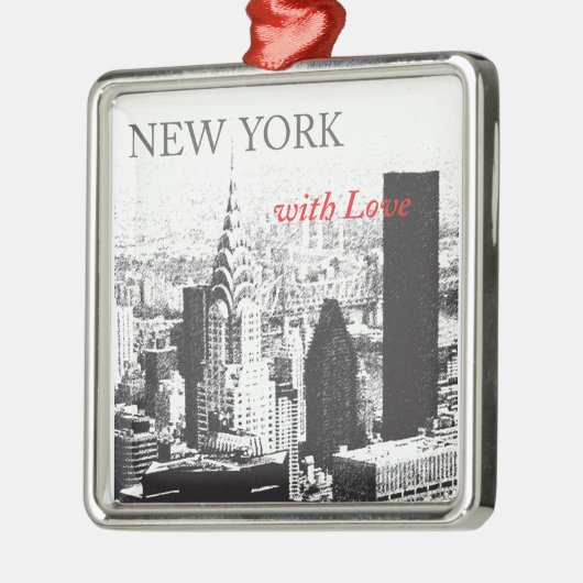 New York mit Liebe Silbernes Ornament (Links)
