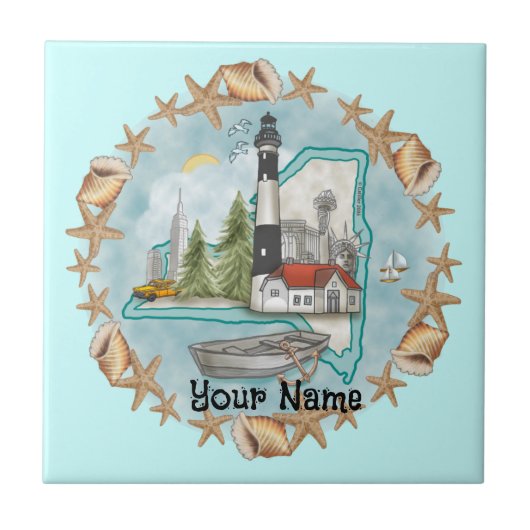 New York Muscheln Lighthouse Tile Fliese (Vorderseite)