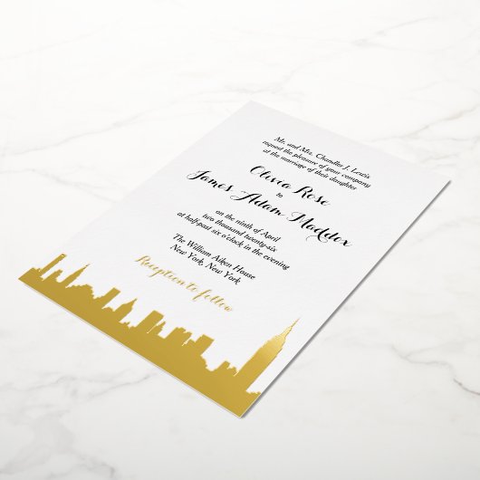 New York New York Gold Foil Einladung (Gedreht)