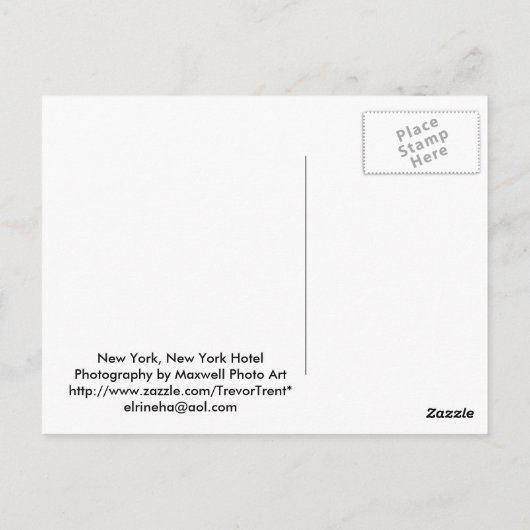New York, New York Hotel, Las Vegas, Postcard Postkarte (Rückseite)
