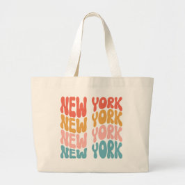 New York New York Retro Style Tote Bag Jumbo Stoffbeutel
