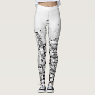 New York, New York (schwarzes u. weißes Panorama) Leggings