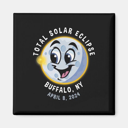 New York Niedlich Solar Eclipse 8. April 2024 Mond Magnet (Vorne)