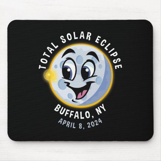 New York Niedlich Solar Eclipse 8. April 2024 Mond Mousepad (Vorne)