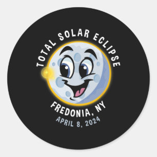 New York Niedlich Solar Eclipse 8. April 2024 Mond Runder Aufkleber