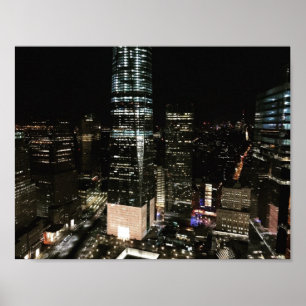 New York Night Downtown NYC Manhattan Wolkenkratze Poster
