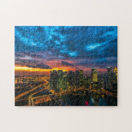New York Night Skyline Foto Puzzle (Horizontal)