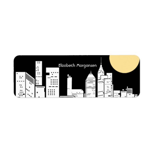 New York Night Skyline Silhouette Label (Vorne)