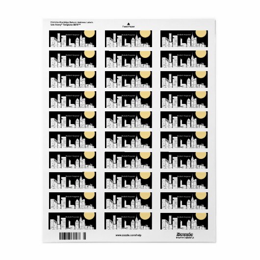 New York Night Skyline Silhouette Label (Vorne)