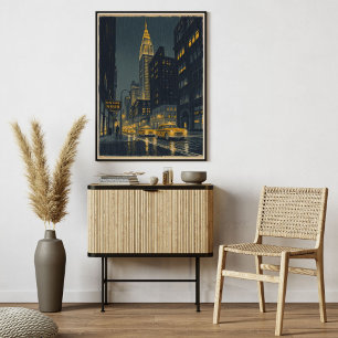 New York Noir - urbane Vintage-Retro-Stadtlandscha Poster