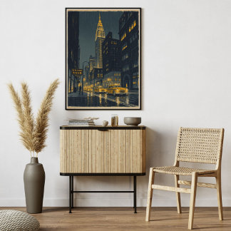 New York Noir - urbane Vintage-Retro-Stadtlandscha Poster
